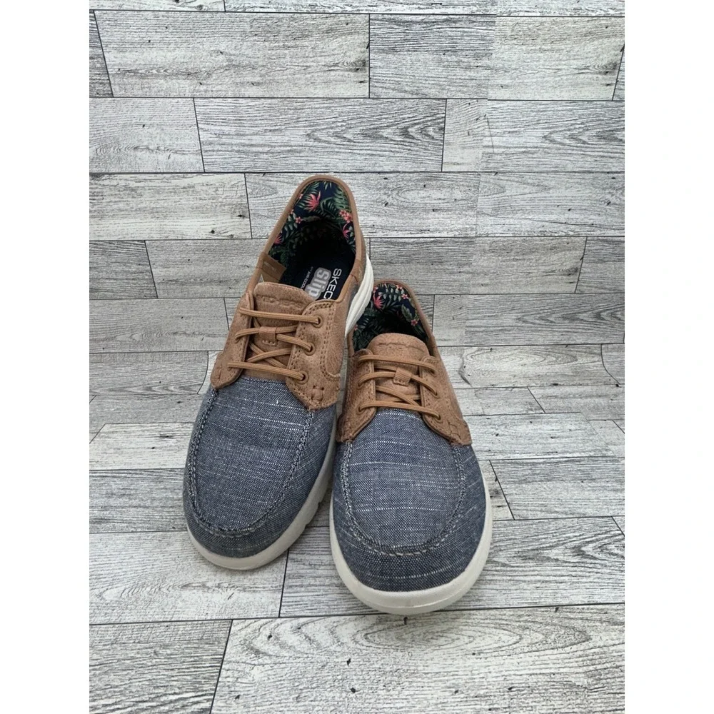 Skechers Slip-ins On-the-GO Ideal Navy Tan Boat Shoes 138215 Women Sz 7.5‎